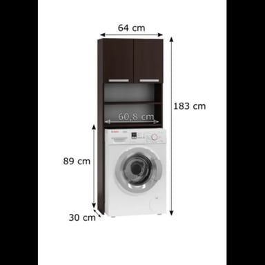 MUEBLE ORGANIZADOR PARA LAVADORA ALTO 183CM MARRÓN - 2