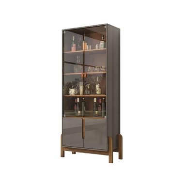 VITRINA MODERNA TU MESITA PALMER 4 PUERTAS COLOR GRIS OSCURO/MARRÓN - 2