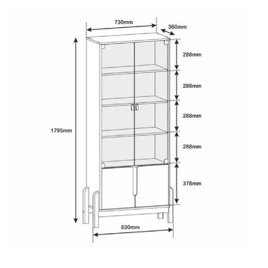 VITRINA MODERNA TU MESITA PALMER 4 PUERTAS COLOR GRIS OSCURO/MARRÓN - 3