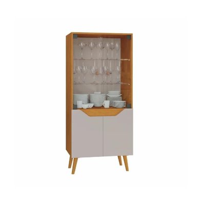 VITRINA CLÁSICA TU MESITA LOREN 2 PUERTAS COLOR HAYA/GRIS CLARO - 2