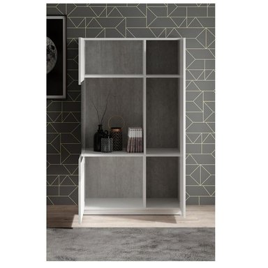 VITRINA MODERNA TU MESITA MALABAR COLOR BLANCO/GRIS 2 PUERTAS - 2