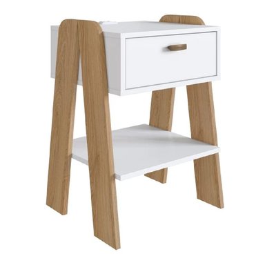 MESA DE NOCHE MODERNA TU MESITA RAQUIEM MELAMINA 18MM 1 CAJÓN COLOR BLANCO/MARRÓN - 2