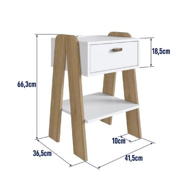 MESA DE NOCHE MODERNA TU MESITA RAQUIEM MELAMINA 18MM 1 CAJÓN COLOR BLANCO/MARRÓN - 3