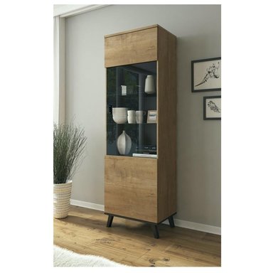 VITRINA ALTA TU MESITA PRATT COLOR MARRÓN/NEGRO 1 PUERTA - 2