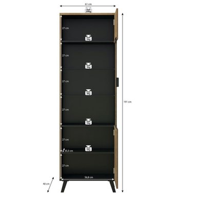 VITRINA ALTA TU MESITA PRATT COLOR MARRÓN/NEGRO 1 PUERTA - 3