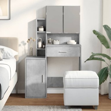 TOCADOR MODERNO TU MESITA BRUCE COLOR GRIS 3 PUERTAS 1 CAJON MAS ESPEJOS - 2
