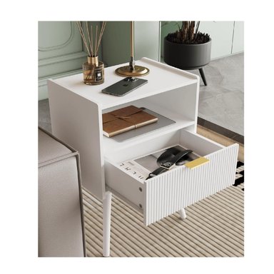 MESA MODERNA RANURADA SOFI COLOR BLANCO 1 CAJON TU MESITA - 3