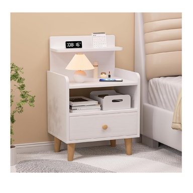 MESA DE NOCHE MULTIUSOS YIDA COLOR BLANCO 1 CAJON MAS REPISAS TU MESITA - 3