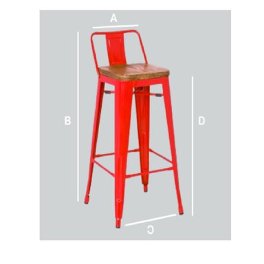 BANCO ALTO CON RESPALDO JULIUS COLOR ROJO TU MESITA - 4