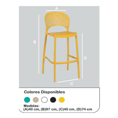 BANCO MINIMALISTA ALTO FLORENCIA COLOR AMARILLO TU MESITA - 2