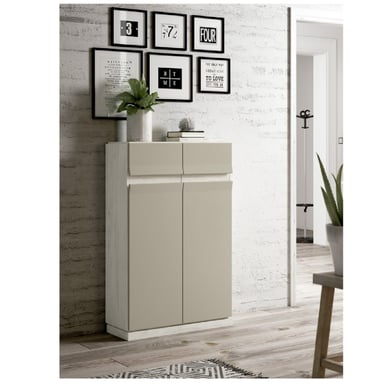 ZAPATERA FUNCIONAL KASANDRA 2 PUERTAS COLOR BLANCO/GRIS CLARO TU MESITA - 1