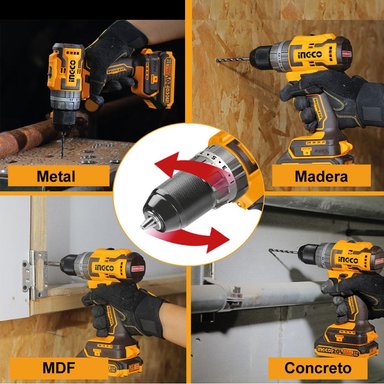 TALADRO ATORNILLADOR INGCO CIDLI206681 PERCUTOR BRUSHLESS CHUCK METÁLICO 20V 66NM - 4