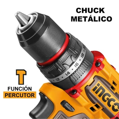 TALADRO PERCUTOR BRUSHLESS CHUCK METÁLICO INGCO 20V 96NM + BATERÍAS + ACCESORIOS CIDLI20968 - 3