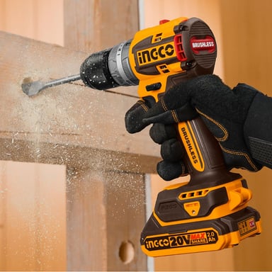 TALADRO PERCUTOR BRUSHLESS CHUCK METÁLICO INGCO 20V 96NM + BATERÍAS + ACCESORIOS CIDLI20968 - 5