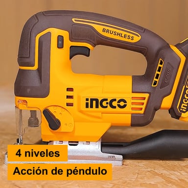 SIERRA CALADORA BRUSHLESS INGCO 20V CJSLI1008 + 2 BATERÍAS 2.0AH + 1 CARGADOR FBCPK2212 - 5
