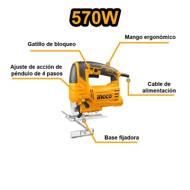 SIERRA CALADORA INGCO 570W + 3 HOJAS DE CALAR JS57028 - 2