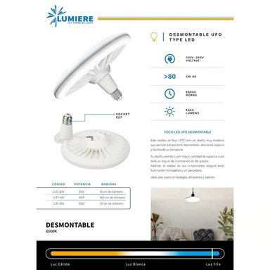 FOCO LED UFO-LUD-450 LUMIERE 50W LUZ FRIA - 3