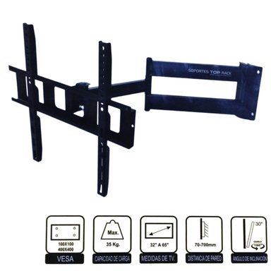 RACK GIRATORIO 32” A 65” PARA TV TOP3265G2L 2 BRAZOS - 1