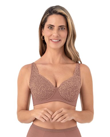 BRASIER TRIANGULAR COPAS EN ENCAJE Y ESPALDA EN TELA LISA - 1