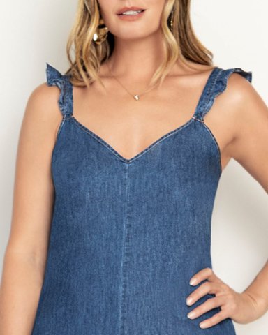 VESTIDO MIDI TIPO DENIM - 3