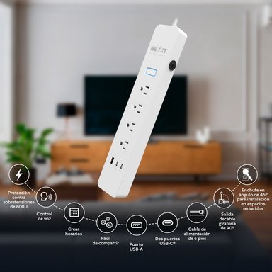 REGLETA INTELIGENTE NEXXT CON CONECTORES USB NHP-E710 - 6