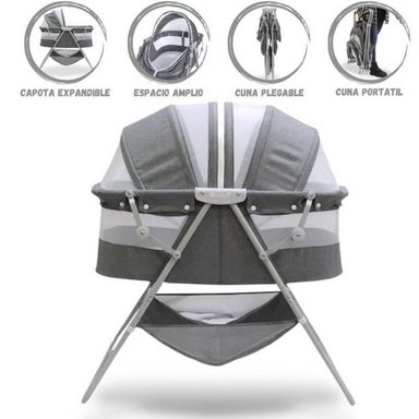 CUNA PORTÁTIL PLEGABLE PARA BEBÉ »DOLLY» GREY - 2