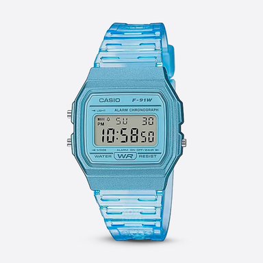 RELOJ CASIO MUJER DIGITAL TRANSPARENTE AZUL F91WS-2 - 2
