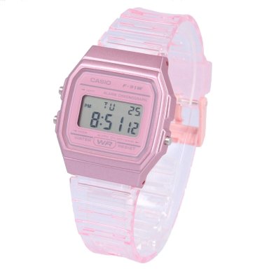 RELOJ CASIO MUJER DIGITAL CASUAL TRANSPARENTE ROSA F91WS-4 ROSADO - 3