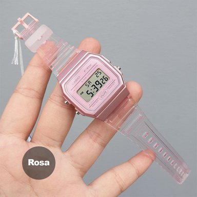 RELOJ CASIO MUJER DIGITAL CASUAL TRANSPARENTE ROSA F91WS-4 ROSADO - 5