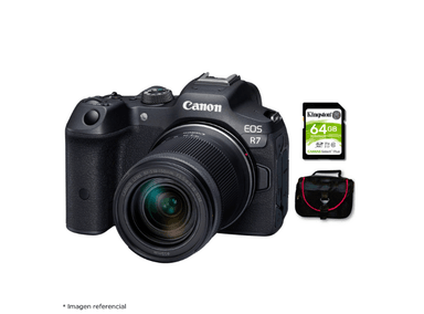 CÁMARA CANON EOS R7 4K CINEMA 32.5MPX + LENTE RF-S 18-150MM + KIT BÁSICO ACCESORIOS - 1