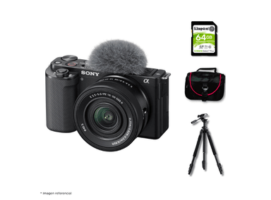 CÁMARA SONY ZV-E10 MIRRORLESS + LENTE 16-50MM F35-56 II + KIT DELUXE DE ACCESORIOS - 1