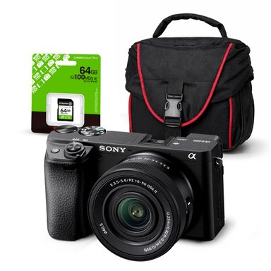 CÁMARA SONY ALPHA A6400 MIRRORLESS + LENTE 16-50MM II + KIT BÁSICO DE ACCESORIOS - 1