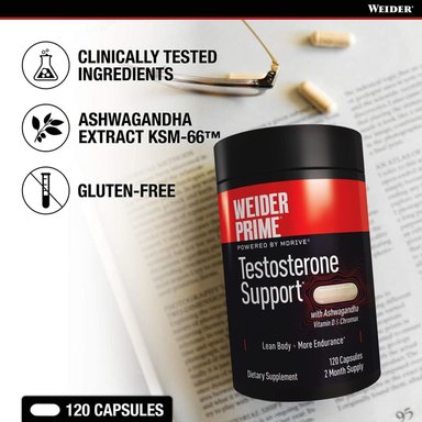 SOPORTE PARA TESTOSTERONA WEIDER PRIME - 120 CAPSULAS - 3