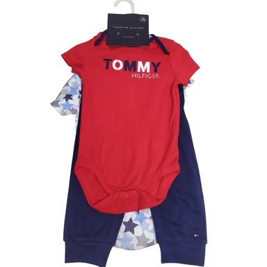 PACK BODYSUIT ALGODÓN BEBÉ NIÑO TOMMY HILFIGER AZUL MARINO ROJO 3 UNIDADES BODY BEBECRECE - 2
