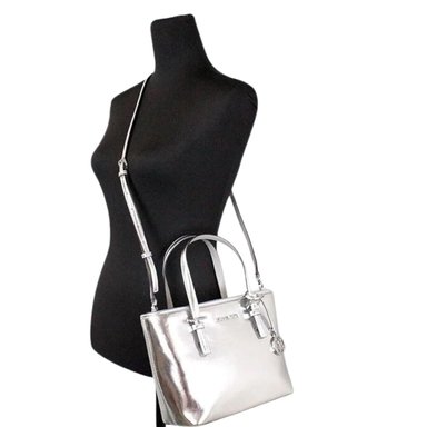 CARTERA MICHAEL KORS 35H3GTVT0M PRIMROSE PLATEADO DOBLE ASA XS METALLIC TOP-ZIP TOTE BAG - 5