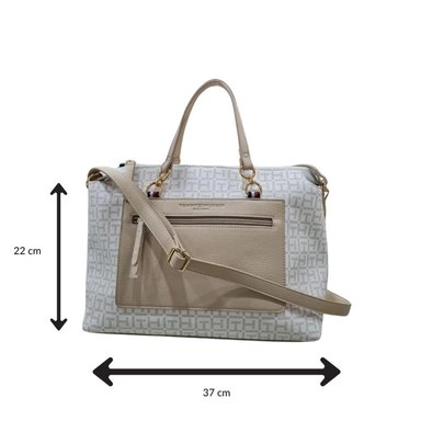 CARTERA TOTE TOMMY HILFIGER MONOGRAM DOBLE ASA - BEIGE - 3