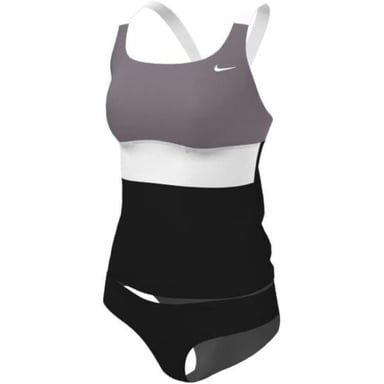 ROPA DE BAÑO TANKINI NIKE PARA MUJER 2 PIEZAS COLORBLOCK GRIS/NEGRO - 1