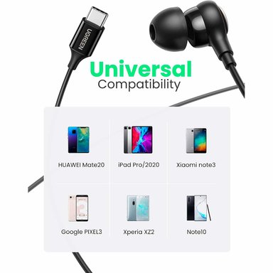 AUDIFONOS ALAMBRICOS UGREEN USB-C IN-EAR CON MICROFONO NEGRO EP103-30638 - 6