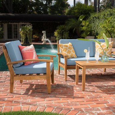 SET JUEGO SALA TERRAZA JARDIN HOME PREMIUM PALOMA 2 1 1 CELESTE + MESA CENTRO - 3