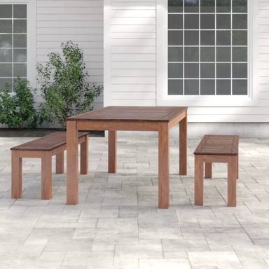 SET JUEGO COMEDOR TERRAZA JARDIN HOME PREMIUM FELICI NATURAL + 2 BANQUETAS - 2