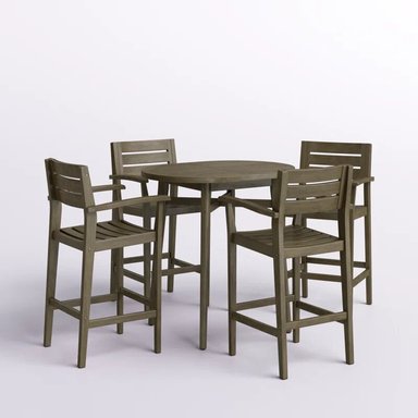 JUEGO COMEDOR TERRAZA JARDIN HOME PREMIUM DROLYS BAR 4 SILLAS NATURAL RUSTICO - 1