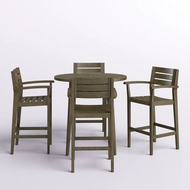 JUEGO COMEDOR TERRAZA JARDIN HOME PREMIUM DROLYS BAR 4 SILLAS NATURAL RUSTICO - 2