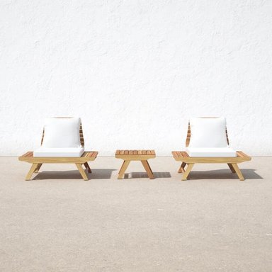 SET 2 SILLONES HOME PREMIUM CELERINA BLANCO + MESA CENTRO TERRAZA JARDIN - 2