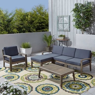 SET SECCIONAL HOME PREMIUM HAEUN GRIS OSCURO + SILLON + MESA CENTRO TERRAZA JARDIN - 2