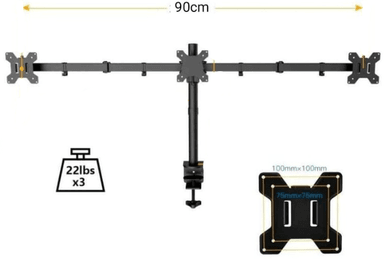 SOPORTE PARA TRES MONITORES 13 A 32 EN ESCRITORIO O MESA KREARACK NEGRO - 1
