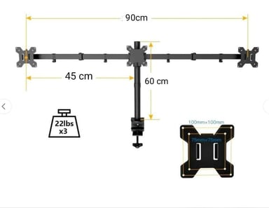 SOPORTE PARA TRES MONITORES 13 A 32 EN ESCRITORIO O MESA KREARACK NEGRO - 4