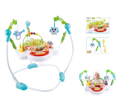 SALTARIN IDEAL PARA BEBE ASIENTO GIRATORIO NIVELES ALTURA CELESTE - 1