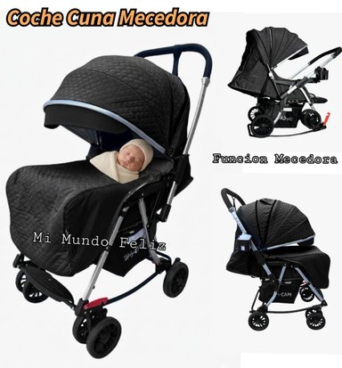 COCHE CUNA PARA BEBE MECEDOR CON CUBREPIES BLACK - 1