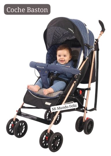 COCHE BASTON PARA BEBE AMPLIO ACOLCHADO GOLD BLUE - 1