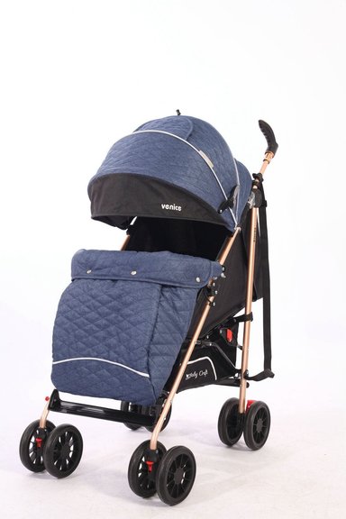 COCHE BASTON PARA BEBE AMPLIO ACOLCHADO GOLD BLUE - 2